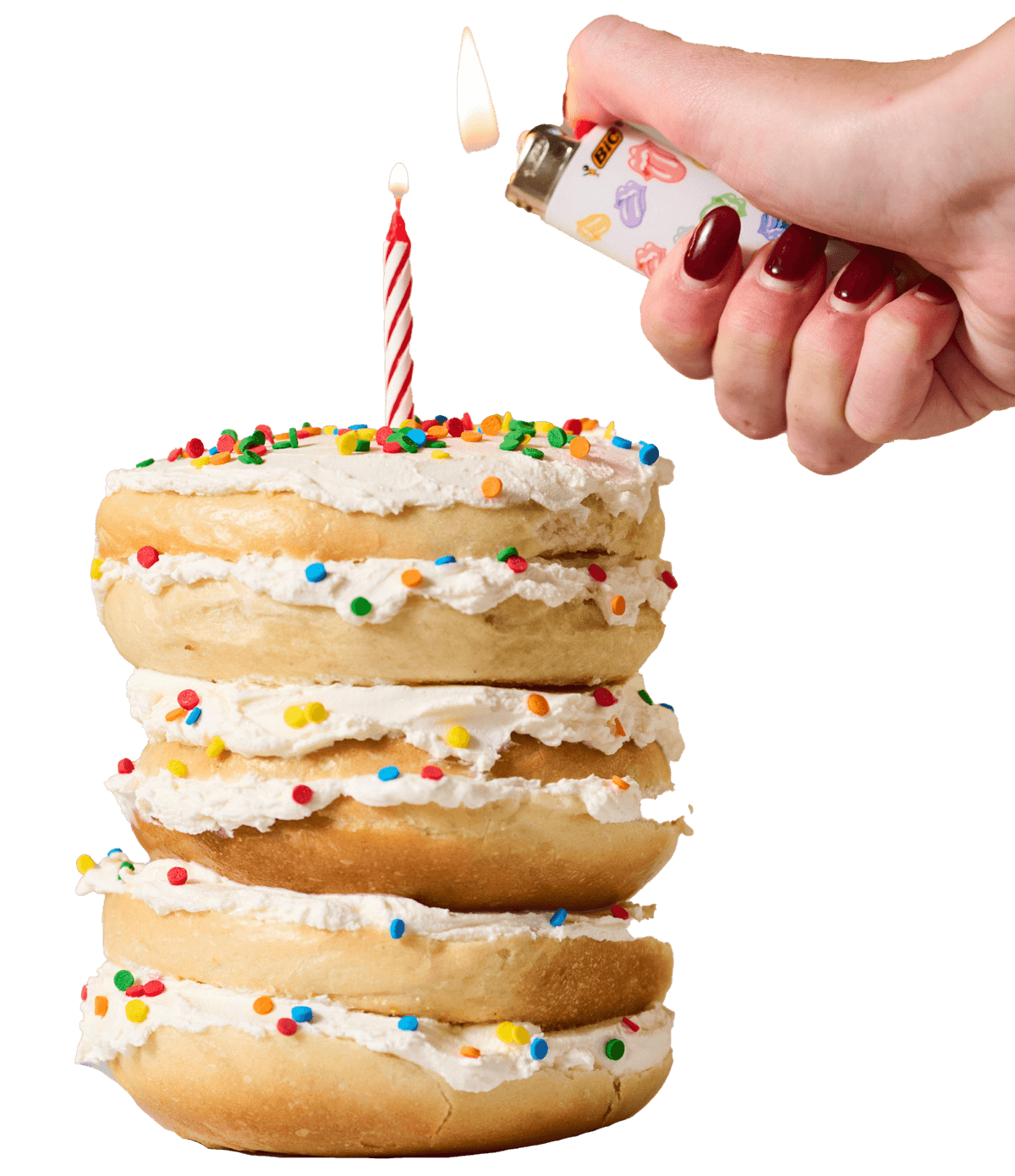 Stacked donuts with sprinkles and a birthday candle — representing creative marketing campaigns